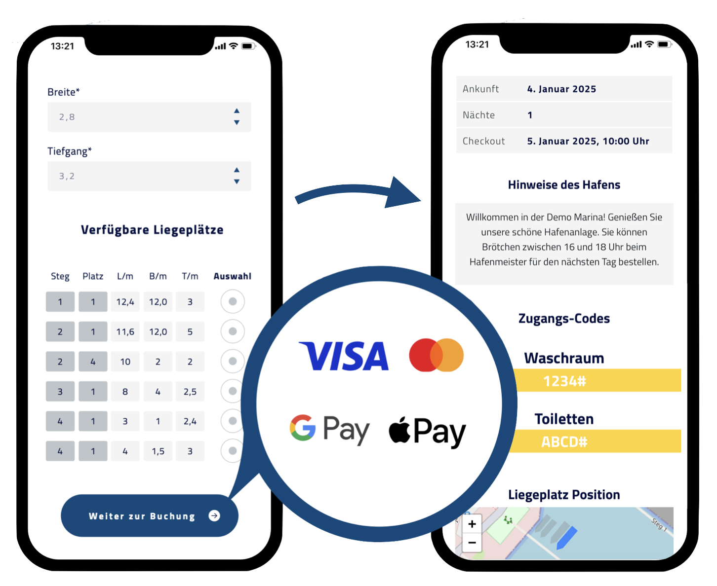 PayMarina Booking Image and Payment Symbols